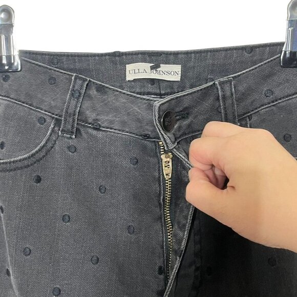 Ulla Johnson Prince Polka Dot Skinny Jeans Charcoal Gray Women’s Size 2 Cropped - Picture 12 of 15